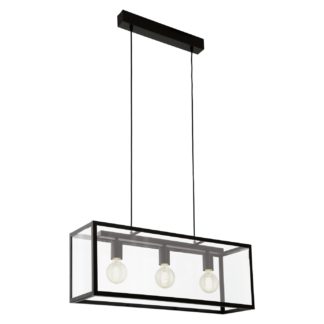 An Image of Eglo Charterhouse 3L Bar Pendant Light - Black