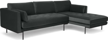 An Image of Harlow Right Hand Facing Chaise End Corner Sofa, Midnight Grey Velvet