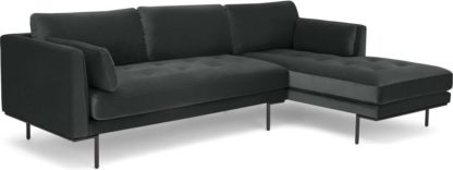 6aa8d0d990586b1e49762eb227ff50cffb4f4a2ea5668cee749c8f2bb1f01797.jpg An Image of Harlow Right Hand Facing Chaise End Corner Sofa, Midnight Grey Velvet