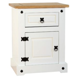 An Image of Corona 1 Drawer Bedside Table White