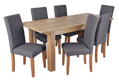 An Image of Habitat Miami Curve Extending Table & 6 Black Chairs