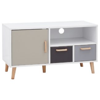 An Image of Delta 1 Door 2 Drawer Small TV Unit - Grey & White
