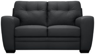 An Image of Argos Home Raphael Compact 2 Seater Leather Mix Sofa - Black