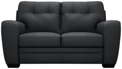 An Image of Argos Home Raphael Compact 2 Seater Leather Mix Sofa - Black