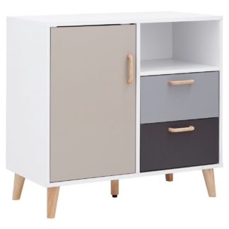 An Image of Delta Compact 1 Door 2 Drawer Sideboard - White & Grey