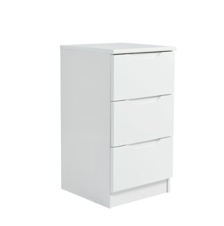 An Image of Legato 3 Drawer Bedside Table - White Gloss