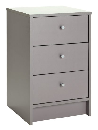 An Image of Habitat Malibu 3 Drawer Bedside Table - Grey