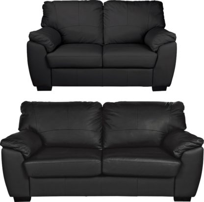 An Image of Argos Home Milano Leather Chair & 3 Seater Sofa - Chocolate