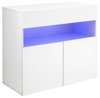 An Image of Galicia 3 Door Wall Mounted LED Sideboard - White