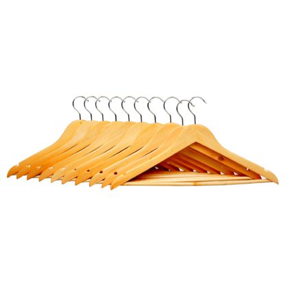 An Image of Pack of 10 Wooden Hangers Natural