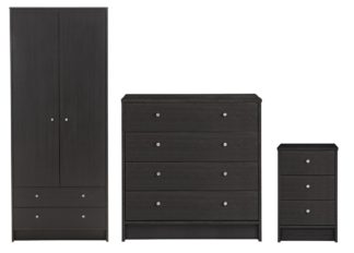 An Image of Habitat Malibu 3 Pc 2 Dr Wardrobe Set - Black Oak Effect