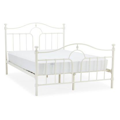 An Image of Keswick Cream Metal Bed Frame Cream