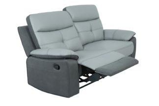 An Image of Argos Home Charles 3 Seater Leather Mix Recliner Sofa - Grey