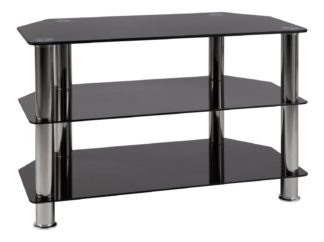 An Image of Argos Home Matrix Glass Corner TV Unit - Black & Chrome