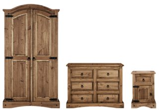 An Image of Argos Home Puerto Rico 3 Piece Wardrobe Set - Dark Pine