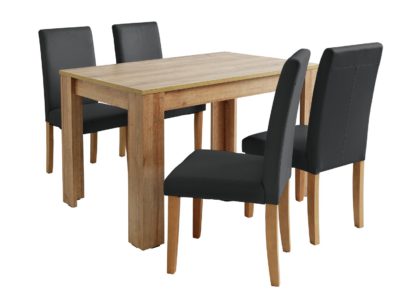 An Image of Habitat Miami Oak Effect Table & 4 Charcoal Chairs