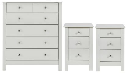 6fdba470e36c4f4b86715203c1a7ee2f9911e86ddc19a683849c5d2a3dfa2028.jpg An Image of Habitat Osaka 2 Bedsides & 4+2 Drawer Chest Set - White