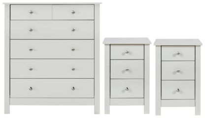 An Image of Habitat Osaka 2 Bedsides & 4+2 Drawer Chest Set - White