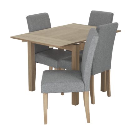 An Image of Habitat Clifton Extending Table & 4 Tweed Chairs - Grey