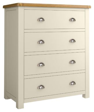 An Image of Habitat Kent 4 Drawer Wide Chest - Cream & Oak