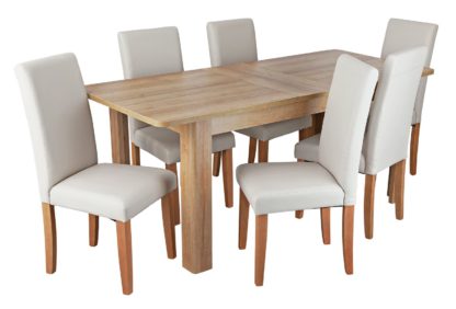 An Image of Habitat Miami Curve Extending Table & 6 Black Chairs