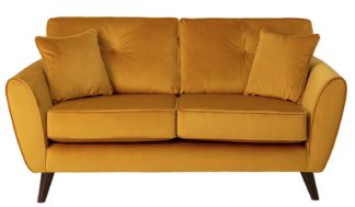 An Image of Habitat Isla 2 Seater Velvet Sofa - Gold