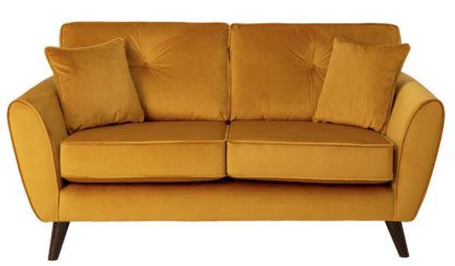 An Image of Habitat Isla 2 Seater Velvet Sofa - Gold