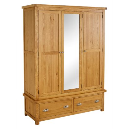 An Image of Woburn Oak 3 Door 2 Drawer Wardrobe Brown