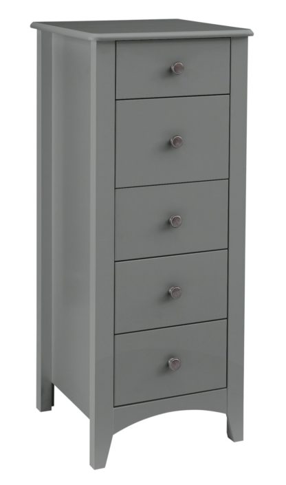 An Image of Habitat Minato 5 Drawer Narrow Tall Boy - Grey