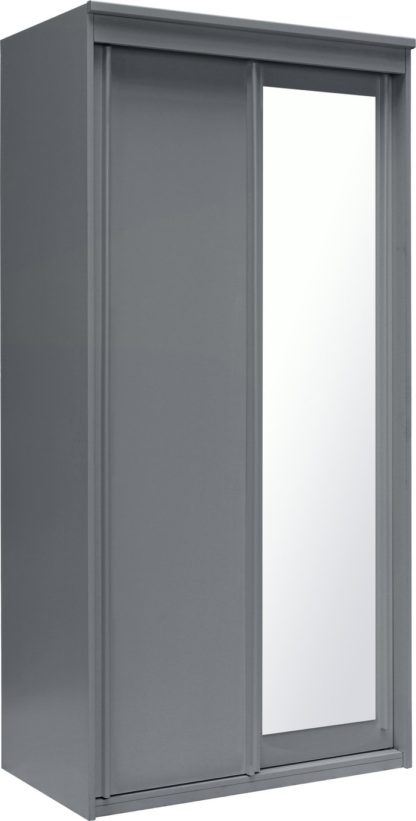 An Image of Argos Home Hallingford Grey 2 Door Sliding Mirrored Wardrobe