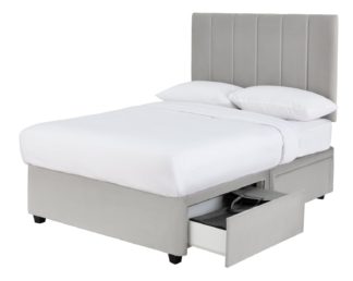 An Image of Forty Winks Velvet 1000 Pocket 4 Drawer Silver Divan- Double