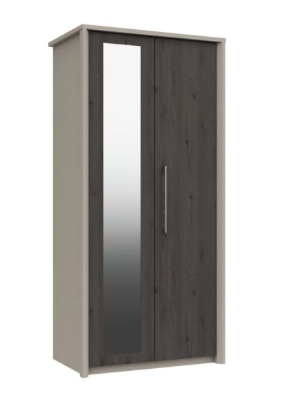 An Image of Lancaster 2 Door Mirror Wardrobe - Dark Grey