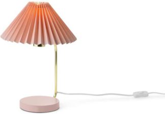 An Image of Gaby Pleated Table Lamp, Brass & Pink