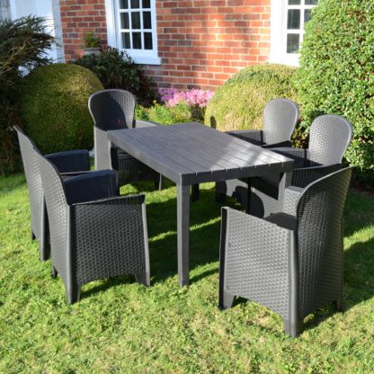 An Image of Trabella Roma 6 Seater Dining Set with Sicily Chairs Grey