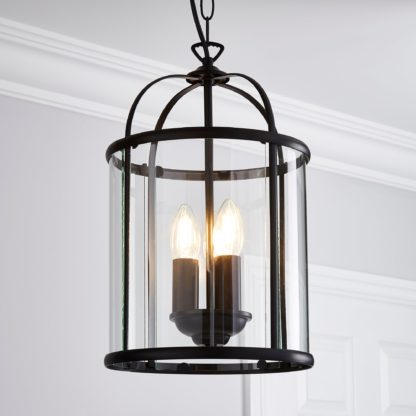 An Image of Hurricane Matt Black 3 Light Pendant Ceiling Fitting Black