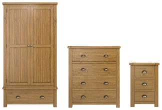 An Image of Habitat Kent 3 Piece 2 Door Wardrobe Set -Oak/ Oak Veneer