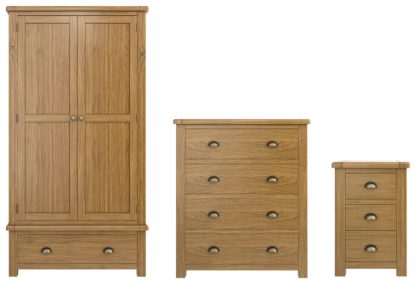 An Image of Habitat Kent 3 Piece 2 Door Wardrobe Set -Oak/ Oak Veneer