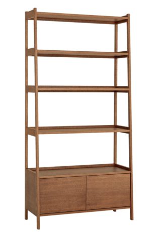 An Image of Habitat Marston Walnut Stain Bookcase with 2 Door Cabinet