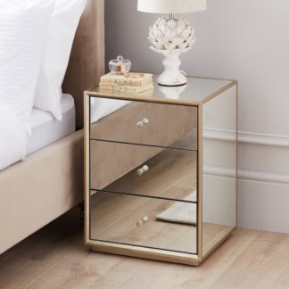 An Image of Harriet Mirrored Bedside Table Silver