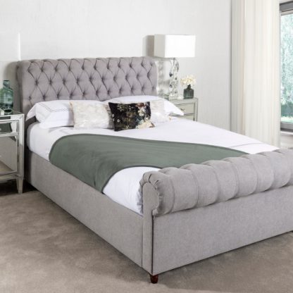 An Image of Fabio Woven Grey Bed Frame Grey