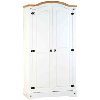 An Image of Corona White 2 Door Wardrobe White