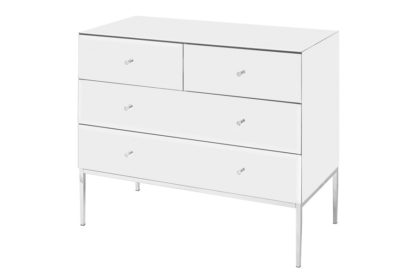 An Image of Stiletto Toughened White Glass and Chrome Chest of Drawers