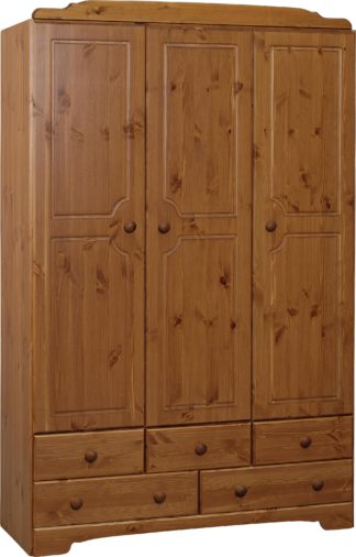 An Image of Argos Home Nordic 3 Door 5 Drawer Wardrobe - Pine
