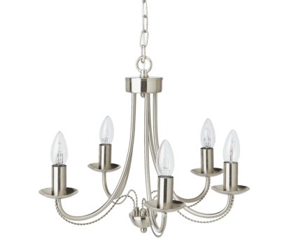 An Image of Argos Home Twirl 5 Light Twist Chandelier - Brushed Chrome