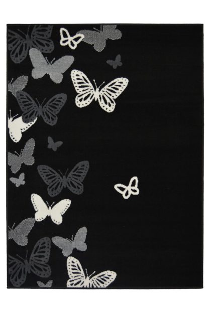 An Image of Homemaker Adorn Butterfly Rug - 80x150cm - Black