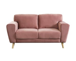 An Image of Habitat Snuggle 2 Seater Velvet Sofa - Rose