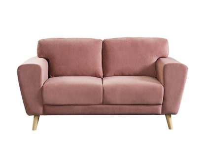 An Image of Habitat Snuggle 2 Seater Velvet Sofa - Rose