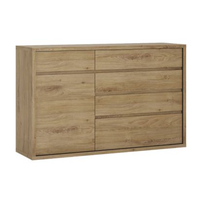 An Image of Clifford 1 Door 5 Drawer Sideboard - Oak Effect