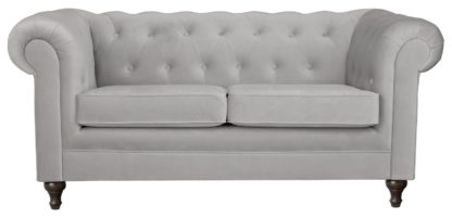 An Image of Habitat Chesterfield 2 Seater Velvet Sofa - Light Grey