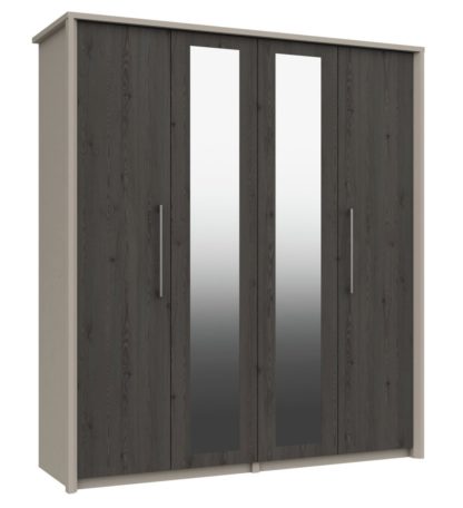 An Image of Lancaster 4 Door 2 Mirror Wardrobe - Dark Grey